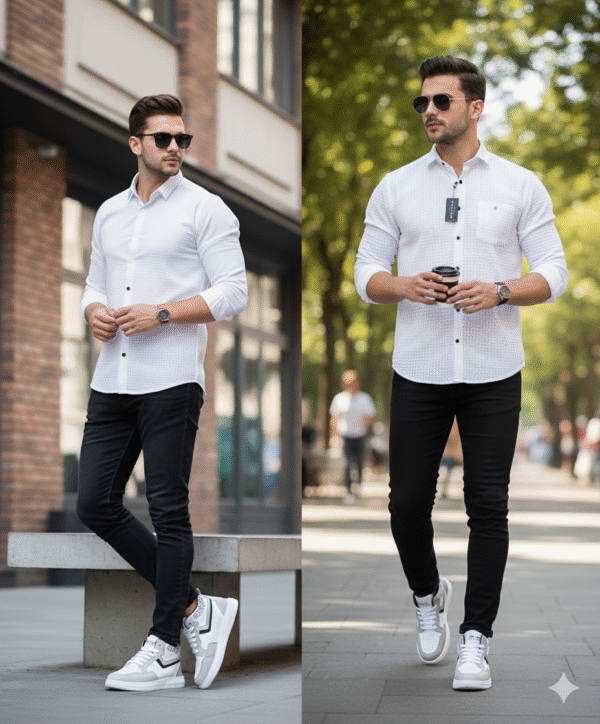 RetroWeave Premium Men’s Shirt | Popcorn Fabric Edition